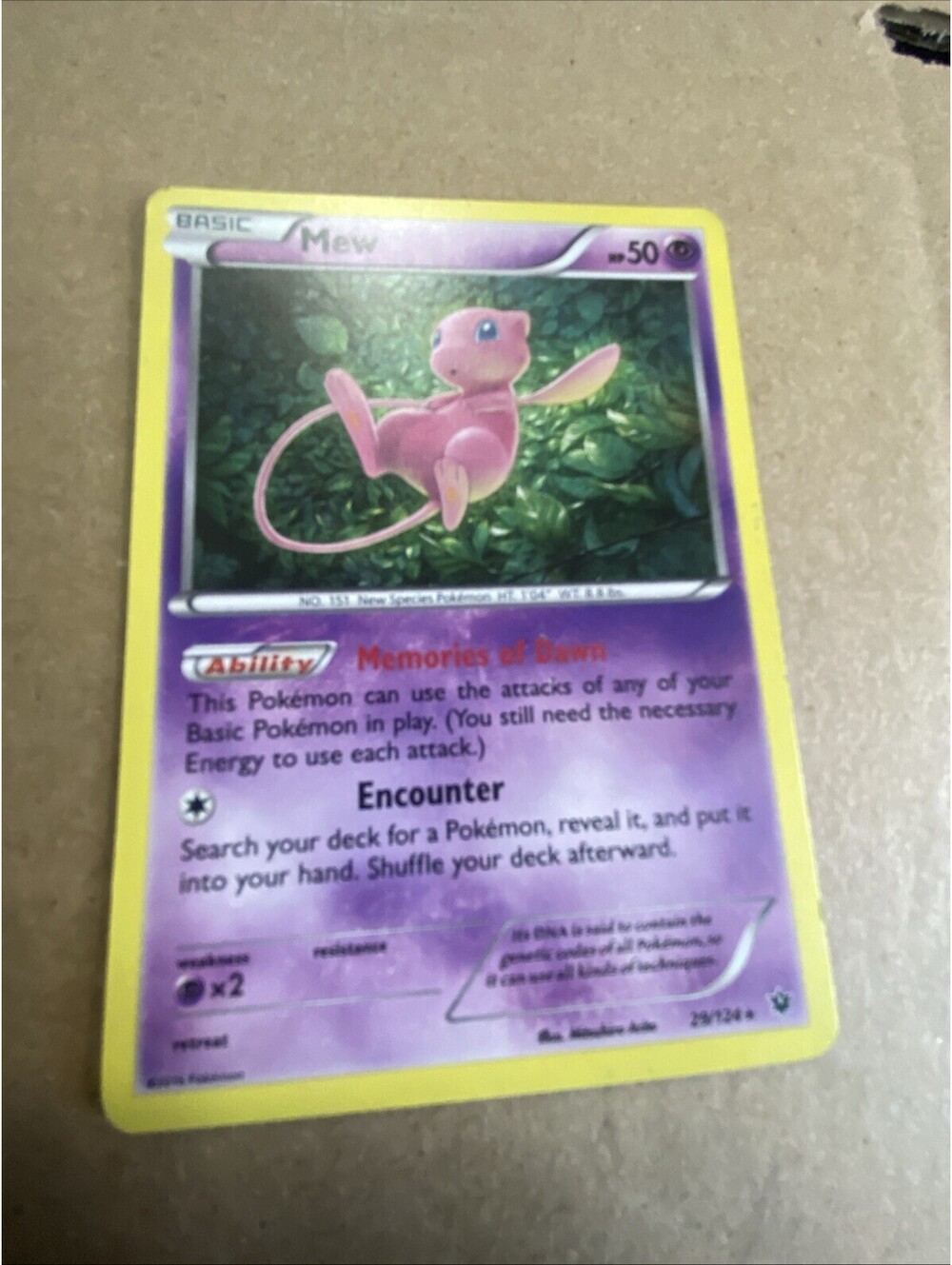 Pokémon Mew Holo Rare Basic 50HP 29/124 Fates Collide 2016 English Card